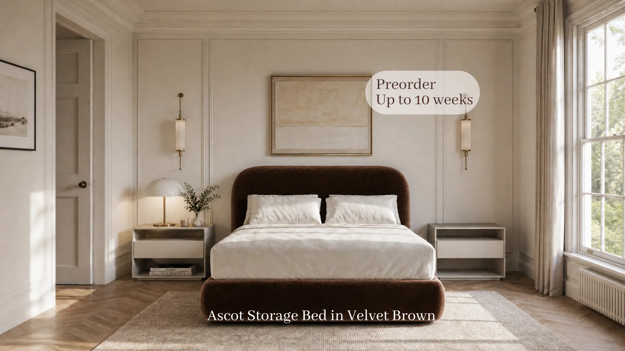 Stocked Ascot 5’0 King Size Storage Velvet Bournville - Image 2
