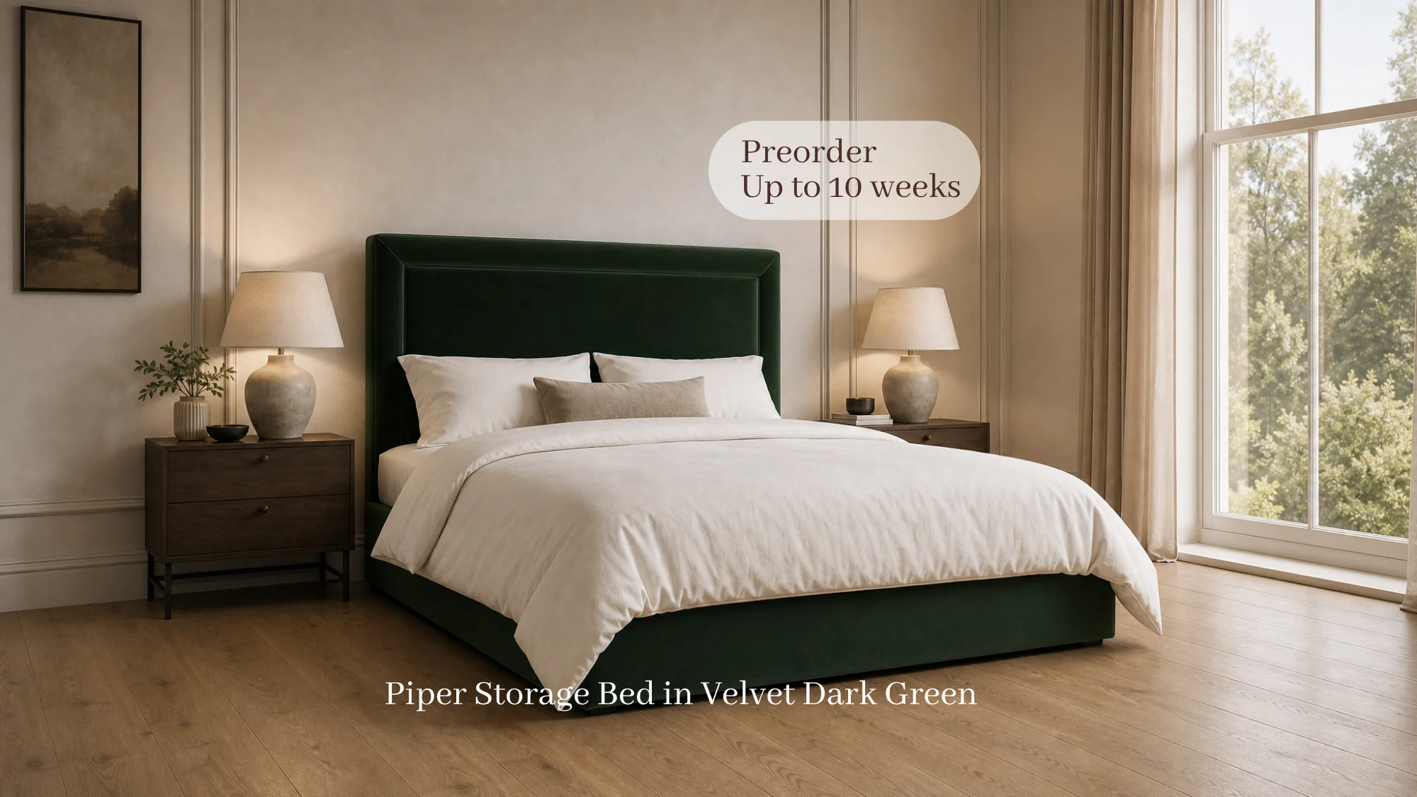 Stocked Piper 5’0 King Size Storage Velvet Dark Green - Image 2